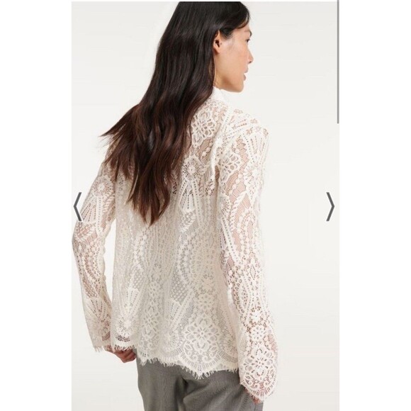 Dorothee Schumacher Causal Romance Lace Button Down Blouse NWT Sz M Powder White - Picture 2 of 13